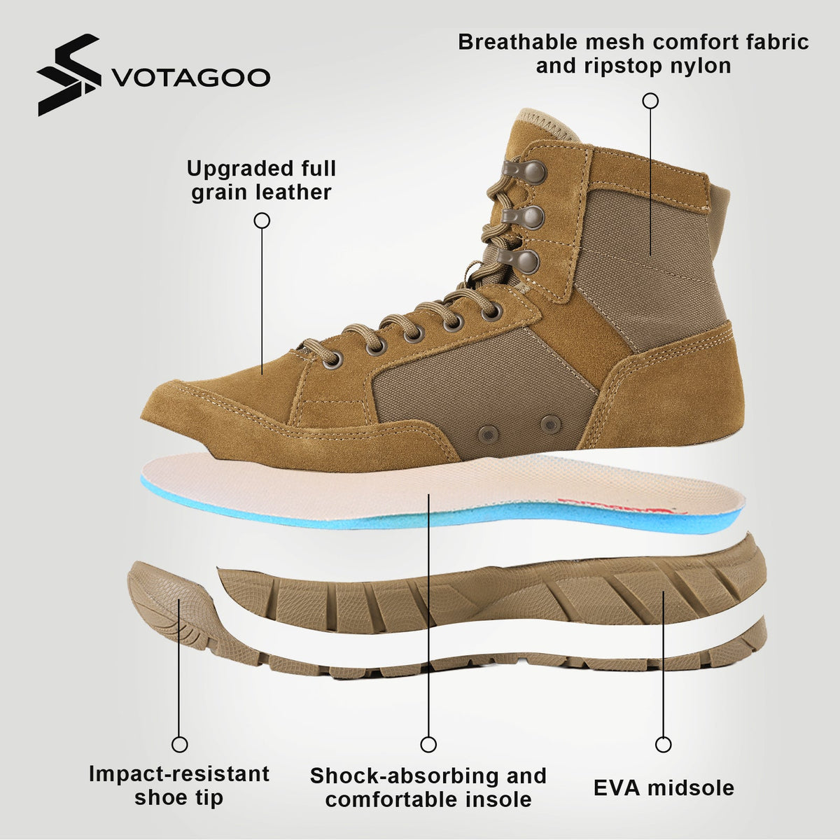 VOTAGOO® Men's Lightweight Military Tactical Boots-3