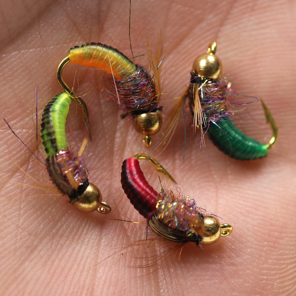 Assorted indicator nymph flies for Colorado River freestone and Western Slope days