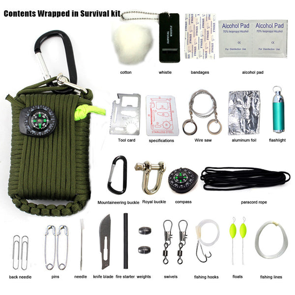 Compact outdoor angler first-aid kit with whistle and emergency blanket for Western Colorado trip safety