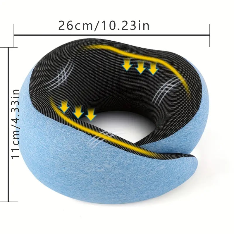 All-Season Travel Pillow - Pure Memory Foam Neck Pillow - Grey+Blue-2
