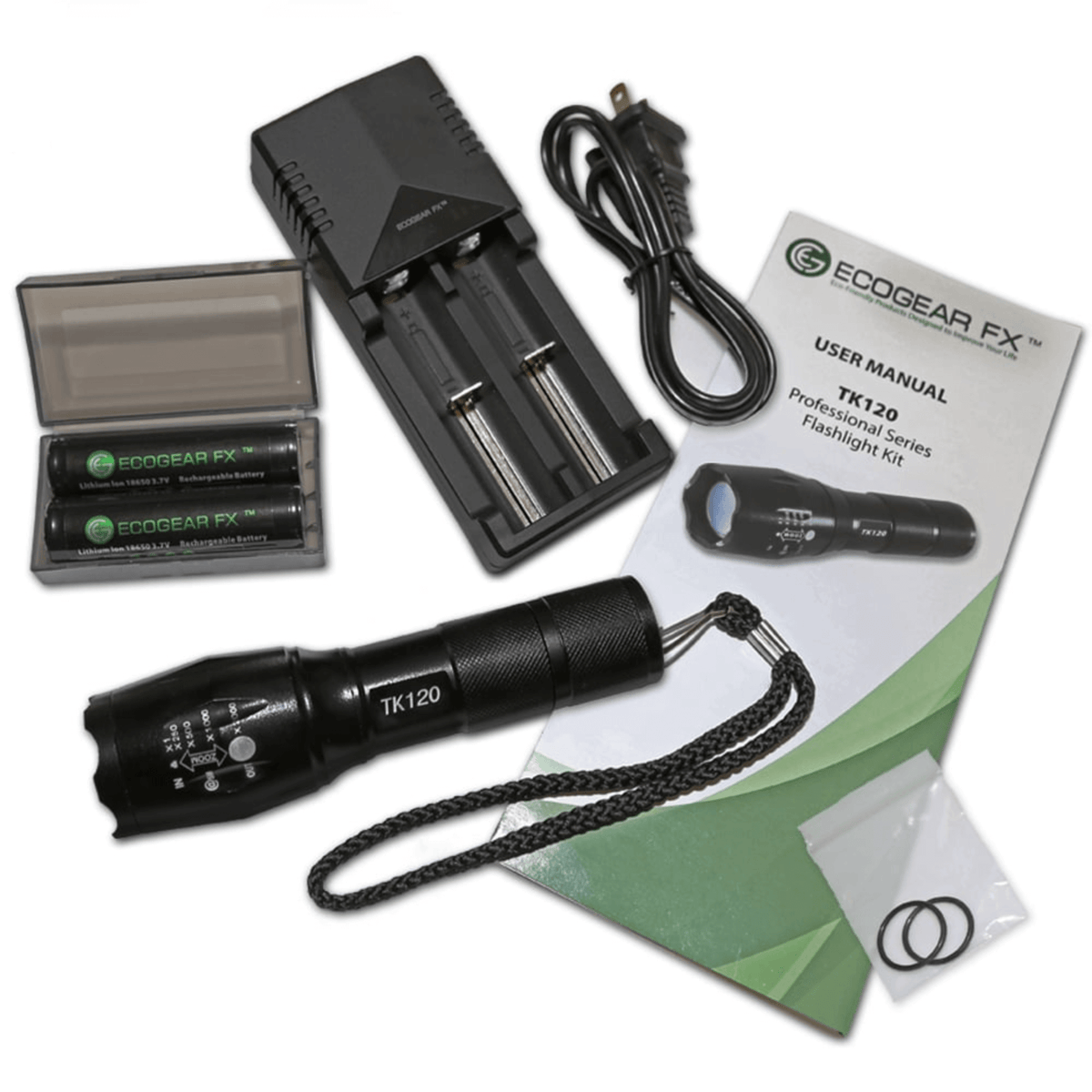 EcoGear FX TK120 Professional LED Flashlight Kit with Batteries and Charger-1
