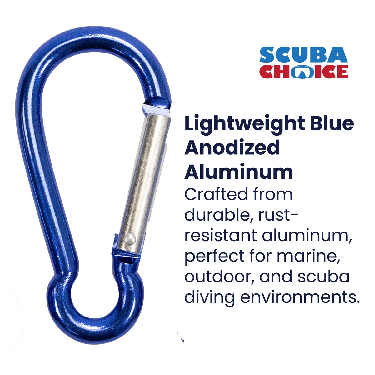 Boat Marine Clip Blue Aluminum Locking Clip Hook Carabiner 2.7", 3pc pack