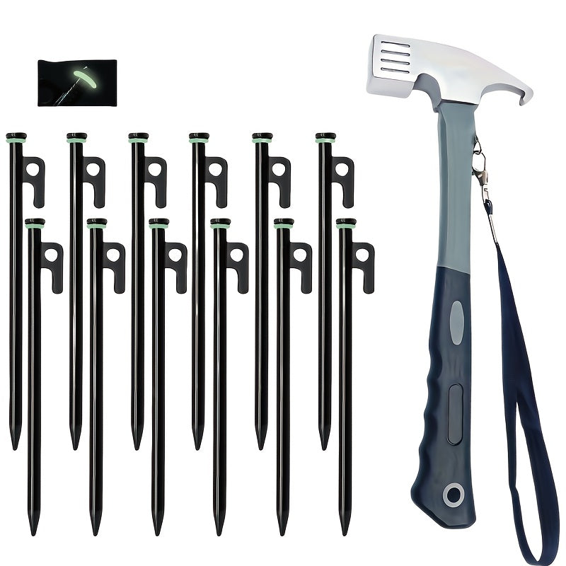 Camping Hammer with 12 Tent Pegs Kit-0