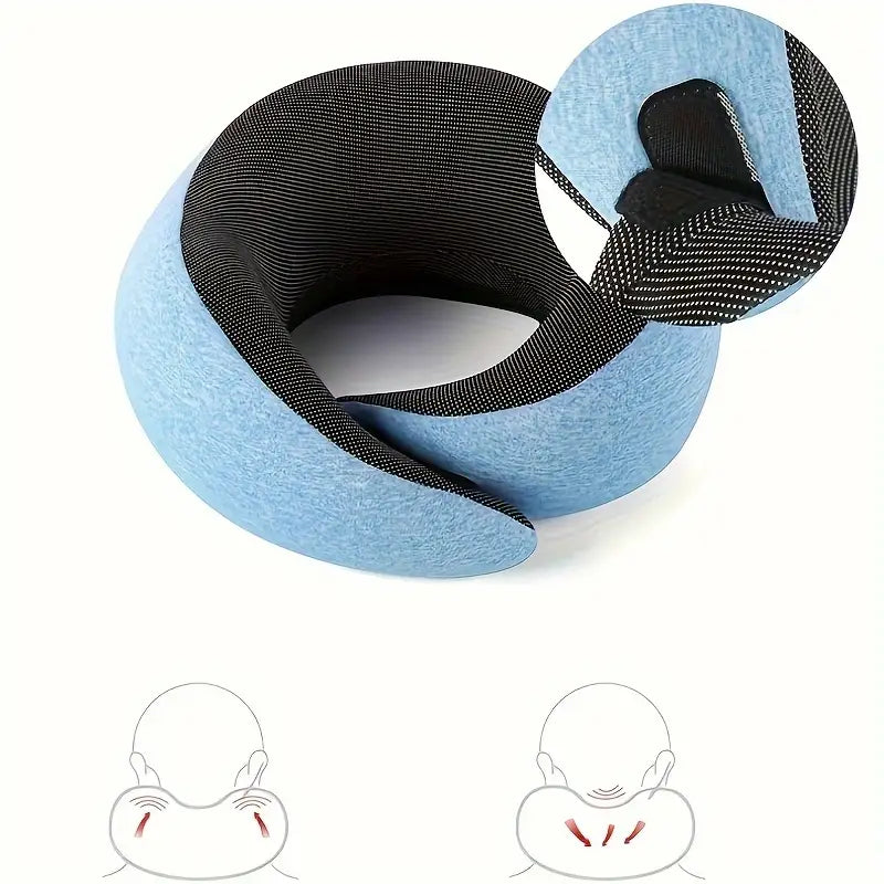 All-Season Travel Pillow - Pure Memory Foam Neck Pillow - Grey+Blue-1