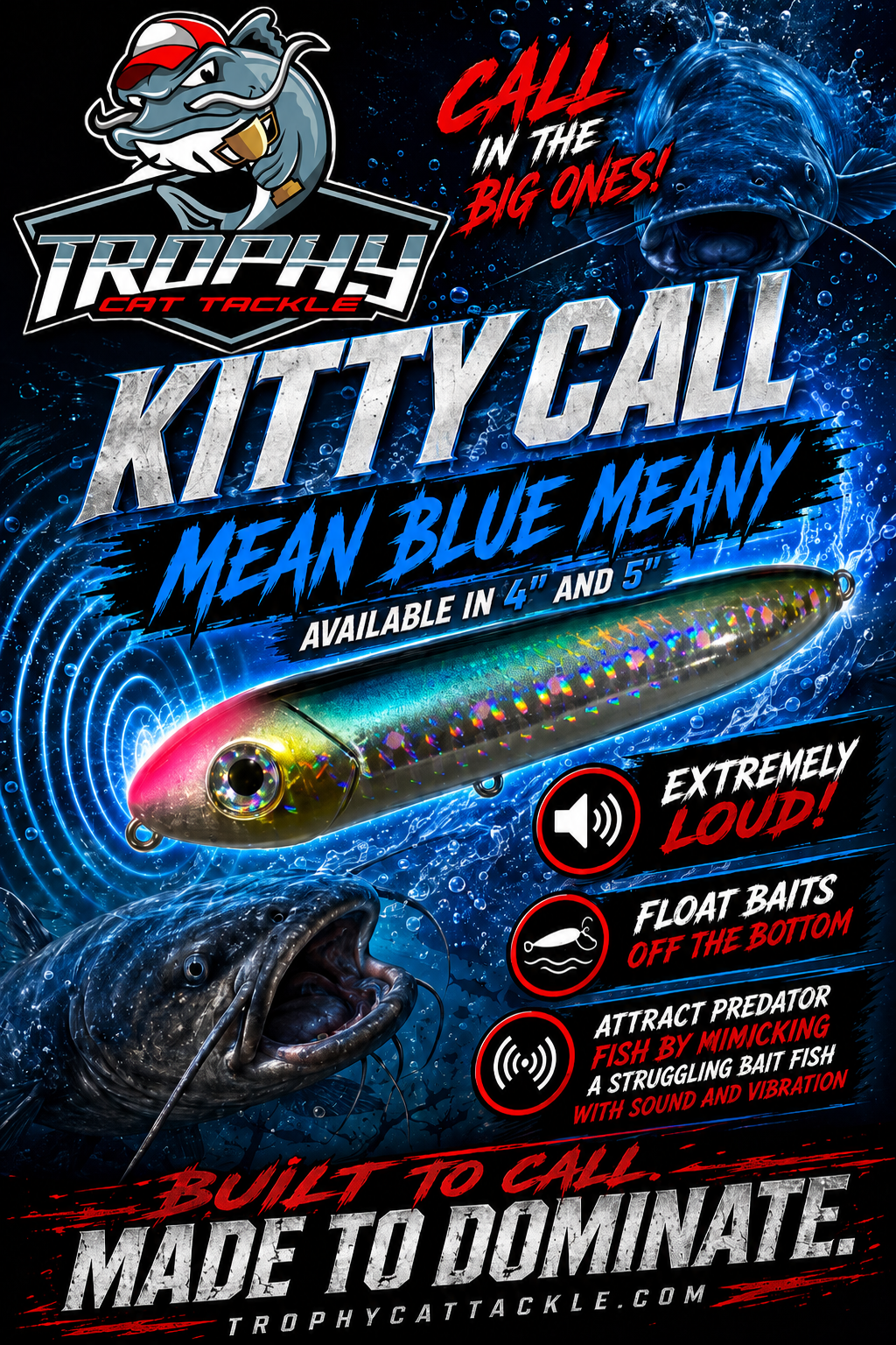 XL 5" Kitty Call Catfish Rattles – 4 Pack | Trophy Cat Tackle