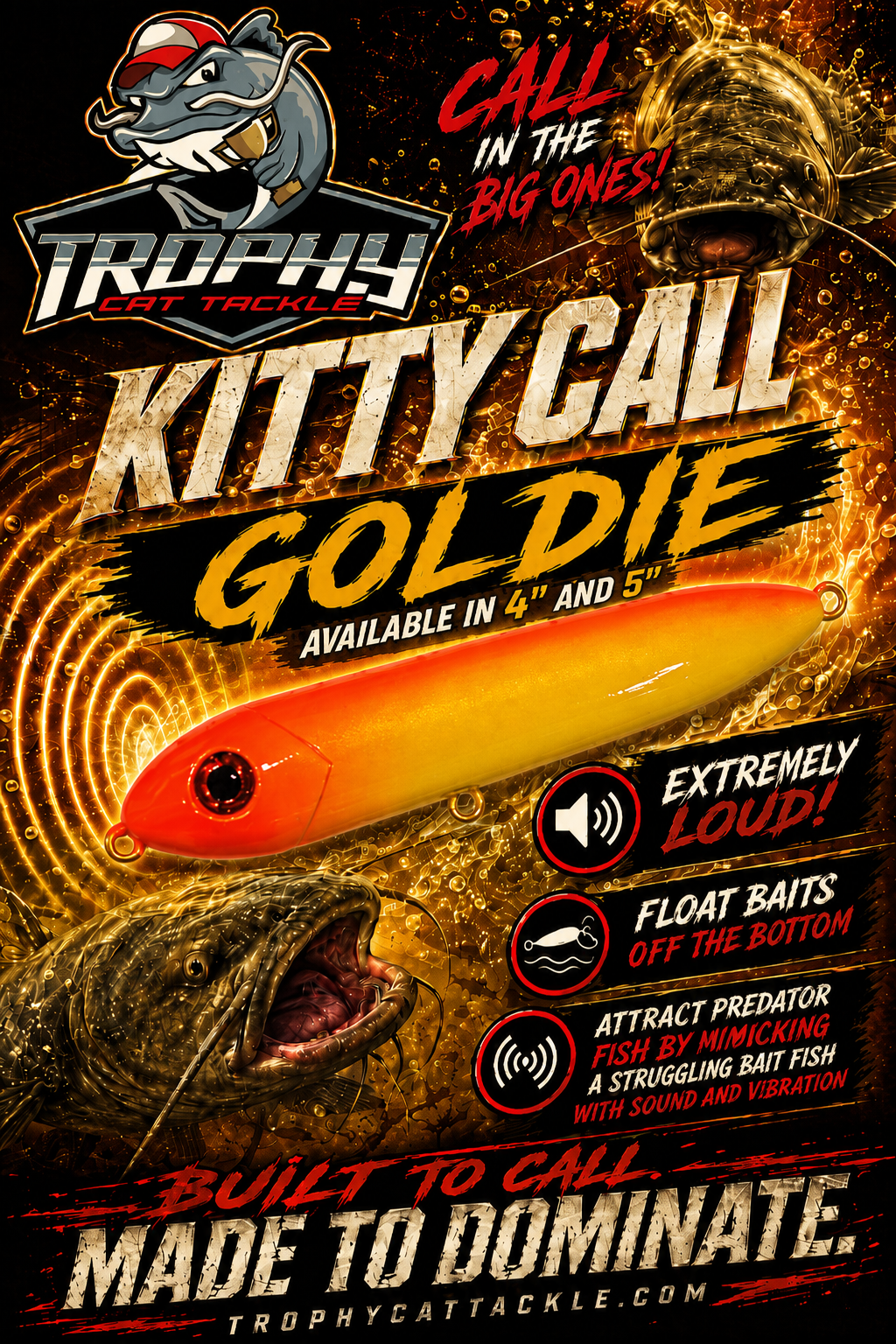 XL 5" Kitty Call Catfish Rattles – 4 Pack | Trophy Cat Tackle