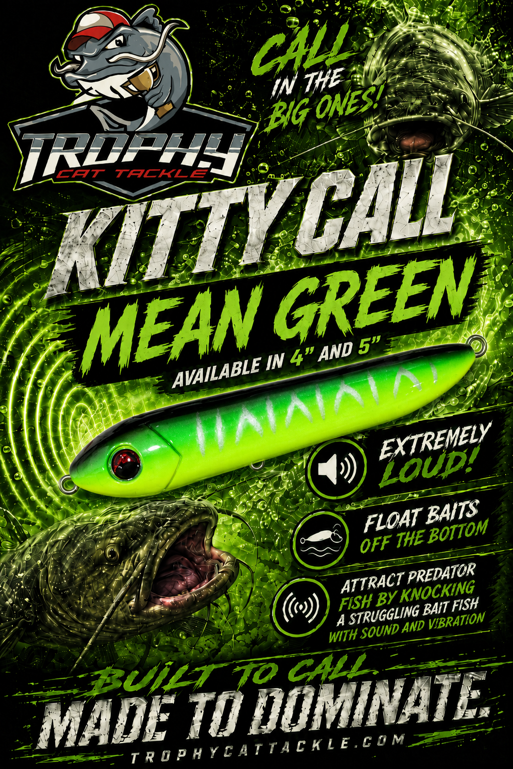 XL 5" Kitty Call Catfish Rattles – 4 Pack | Trophy Cat Tackle