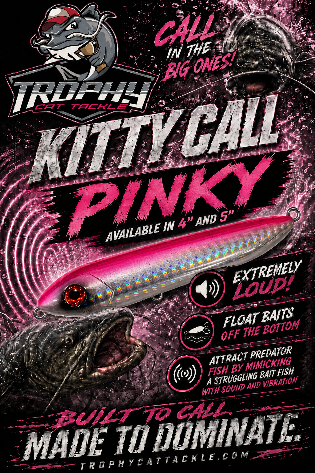 XL 5" Kitty Call Catfish Rattles – 4 Pack | Trophy Cat Tackle