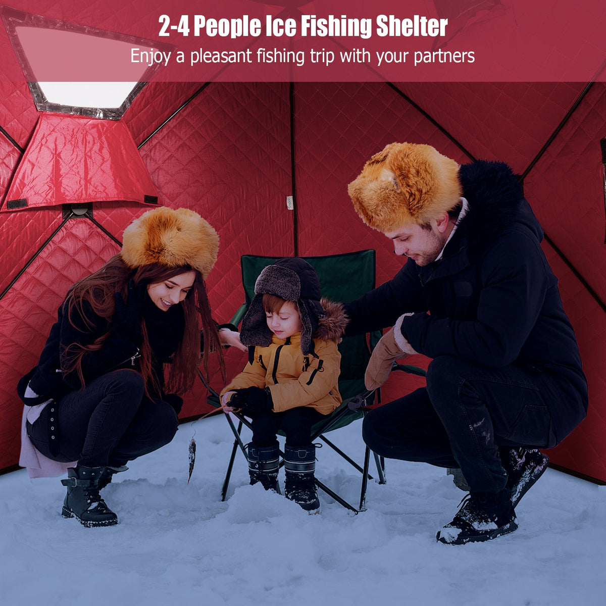 Portable 2 Person Ice Shanty with Cotton Padded Walls