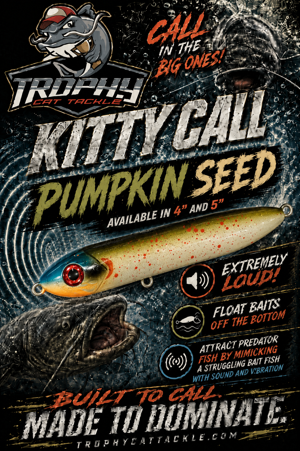 XL 5" Kitty Call Catfish Rattles – 4 Pack | Trophy Cat Tackle