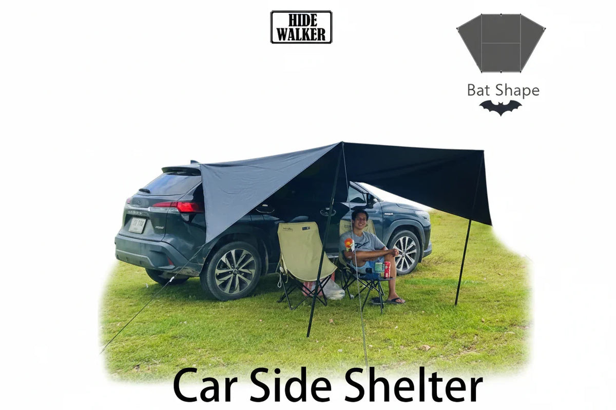 Car Side Awning 2×3M – Bat Shape Waterproof Camping Tarp Shelter-0