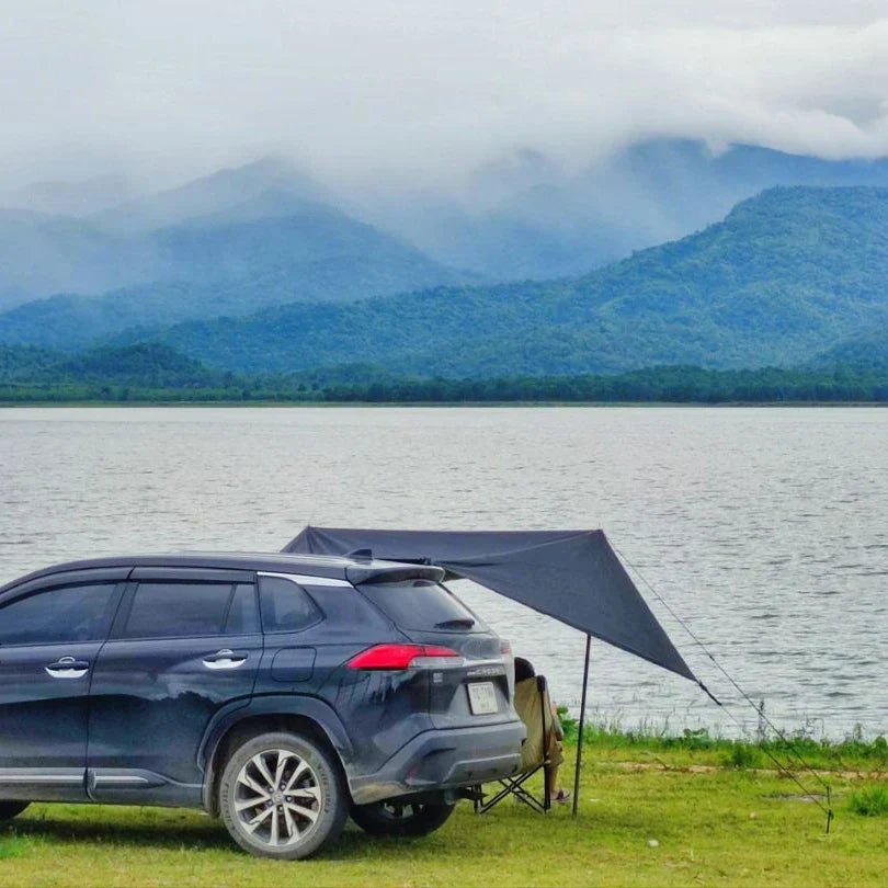 Car Side Awning 2×3M – Bat Shape Waterproof Camping Tarp Shelter-4