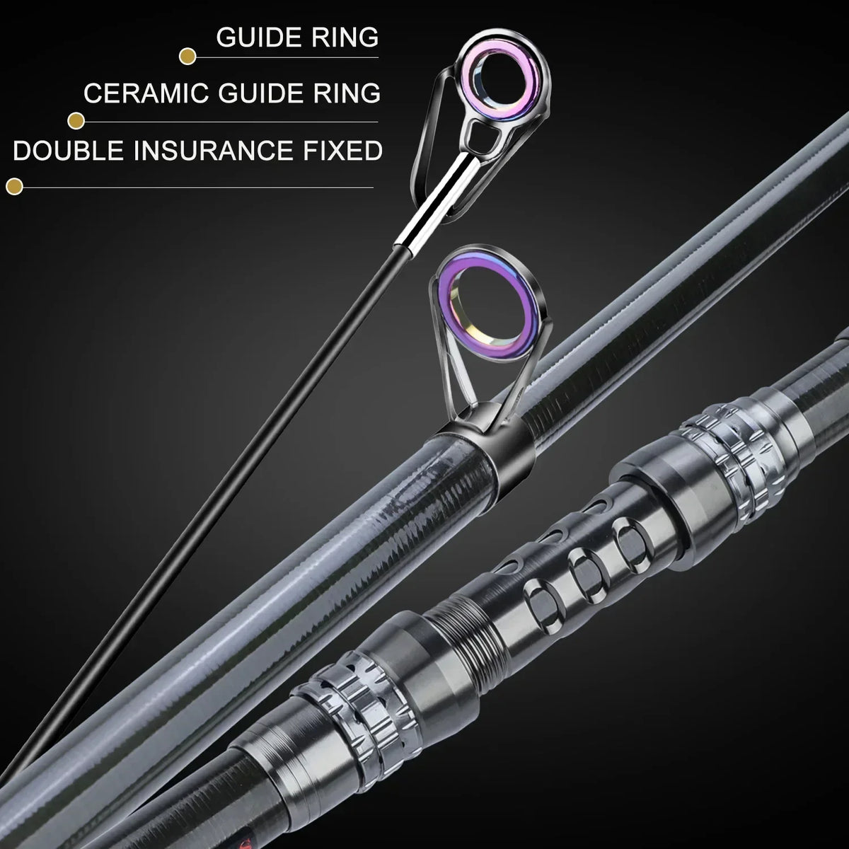 Telescopic Rod and Spinning Reel Carbon Fiber Travel Set Black-2