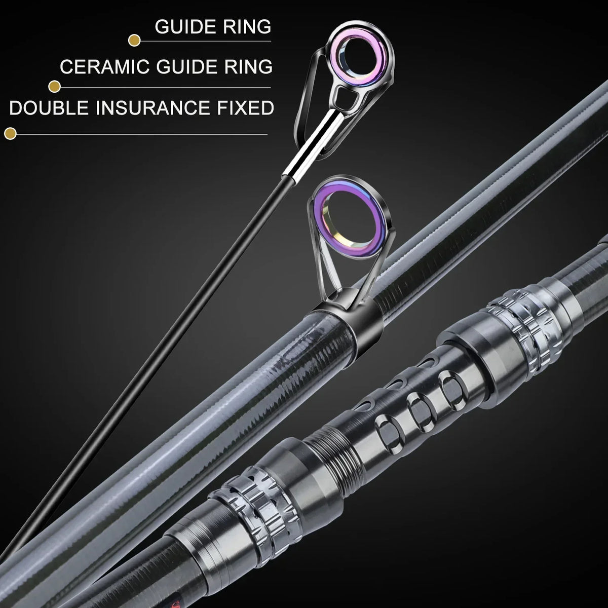 Telescopic Rod and Spinning Reel Carbon Fiber Travel Set Black-2