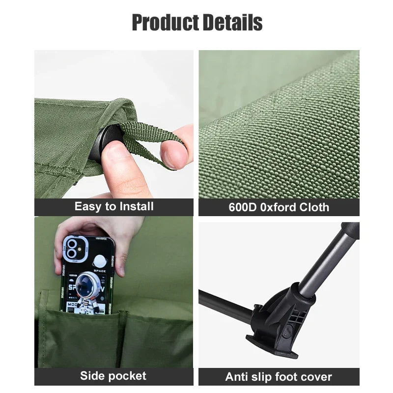 Portable Camping Cot Compact Folding Bed Green-3