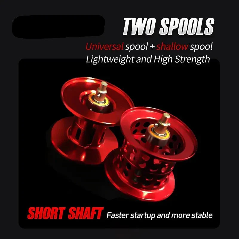 Ultralight Carbon Baitcasting Double Spool Reel Right-Handed Black-4