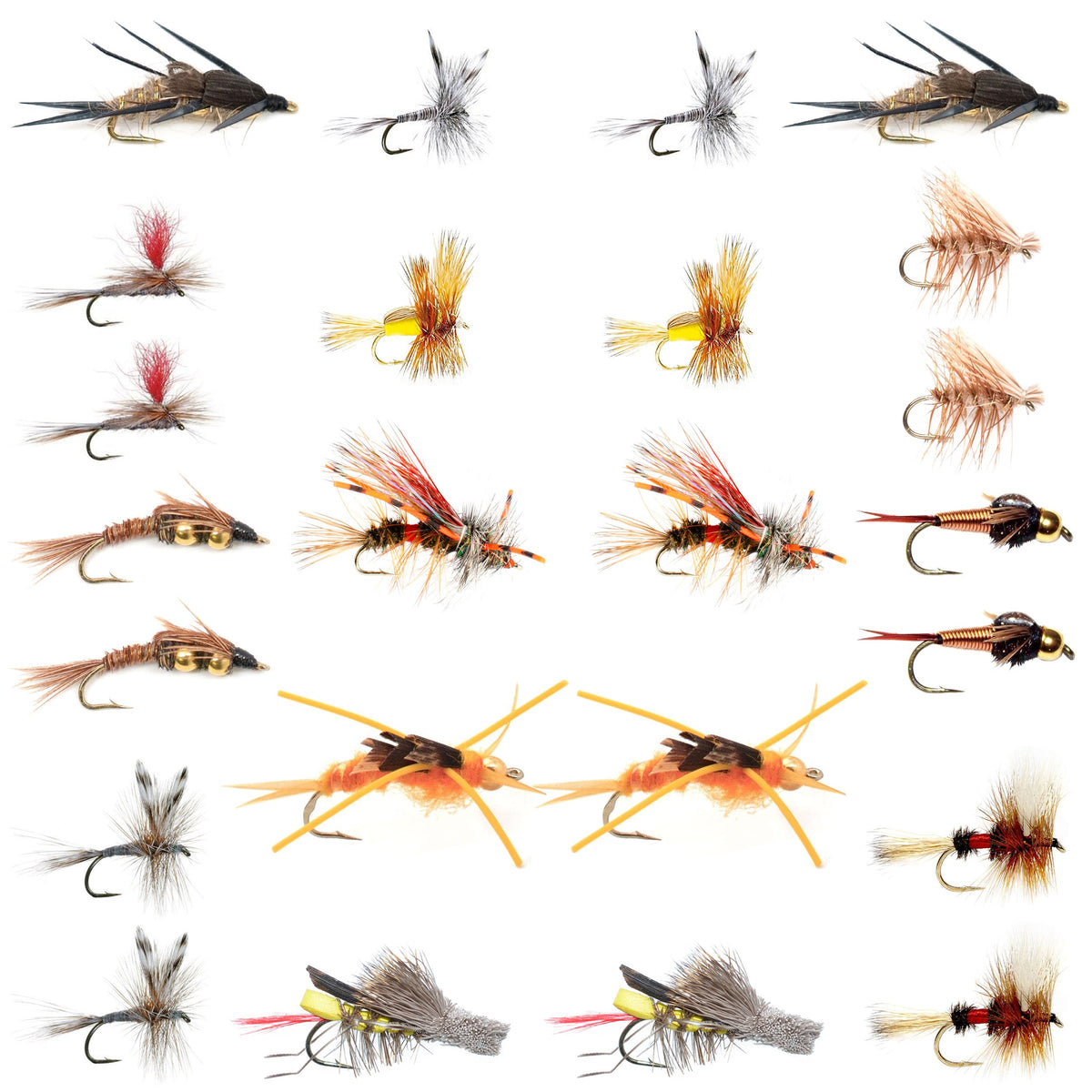 Western Trout Fly Assortment -  24 Essential Trout Flies with Fly Box