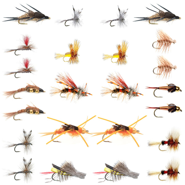 Western Trout Fly Assortment -  24 Essential Trout Flies with Fly Box