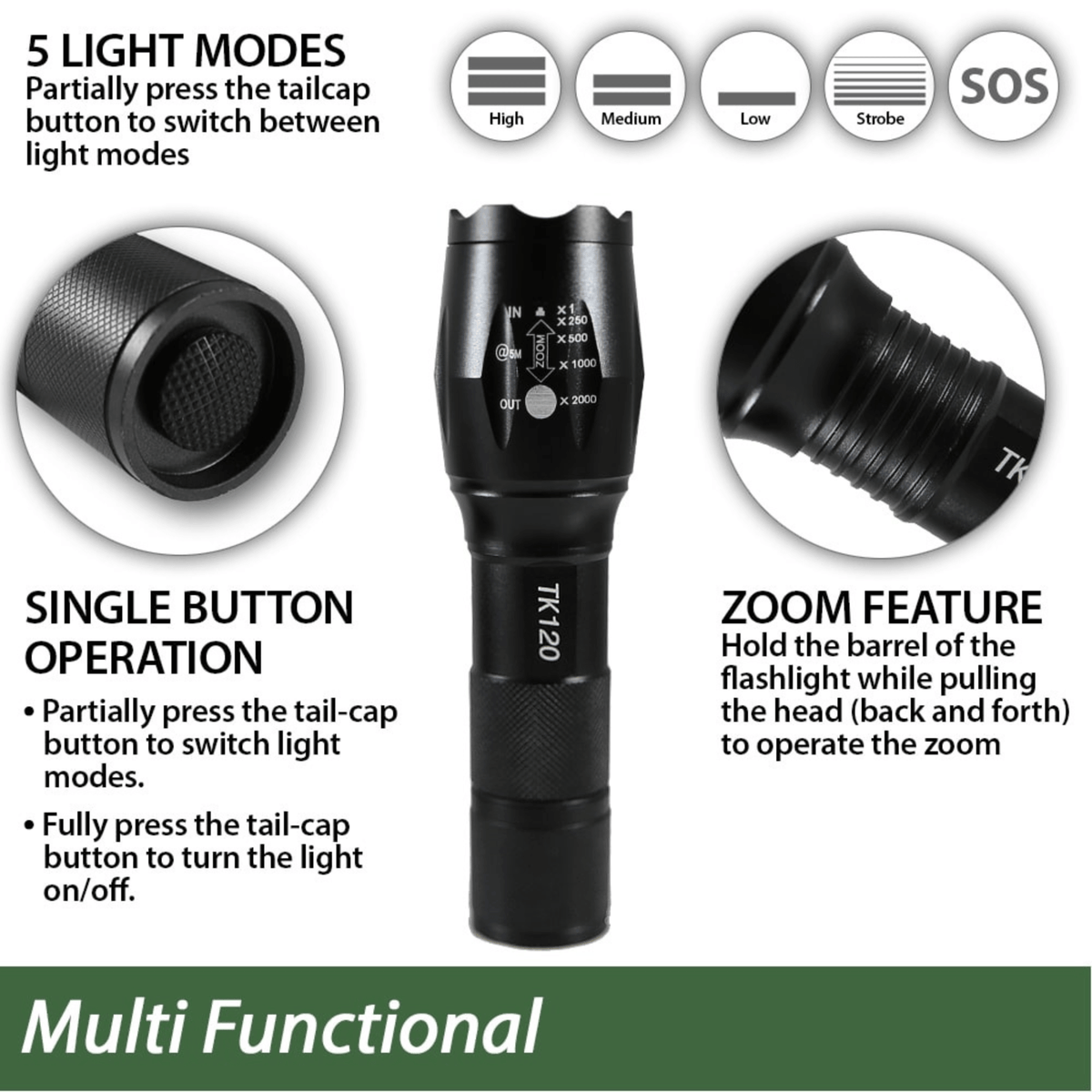 EcoGear FX TK120 Professional LED Flashlight Kit with Batteries and Charger-4