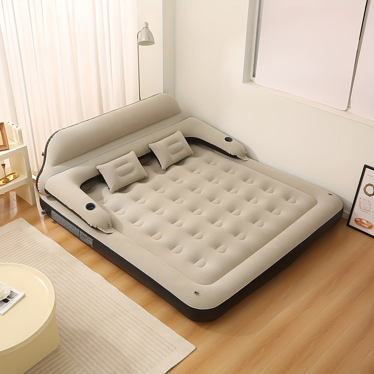 Inflatable Air Mattress with Headboard & Pillows-1