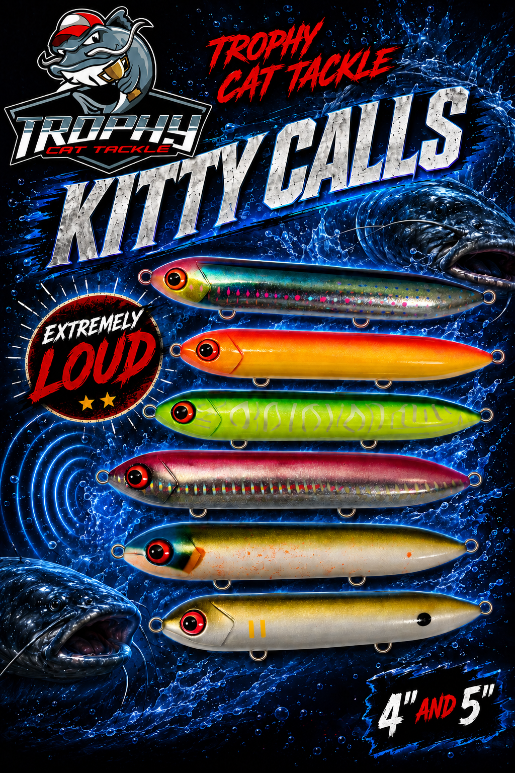 XL 5" Kitty Call Catfish Rattles – 4 Pack | Trophy Cat Tackle