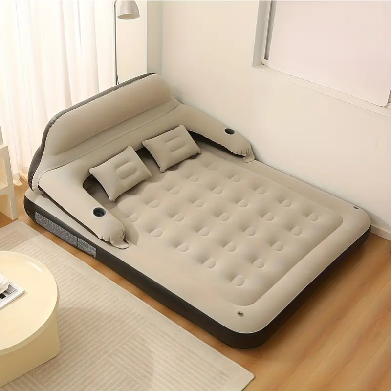 Inflatable Air Mattress with Headboard & Pillows-4